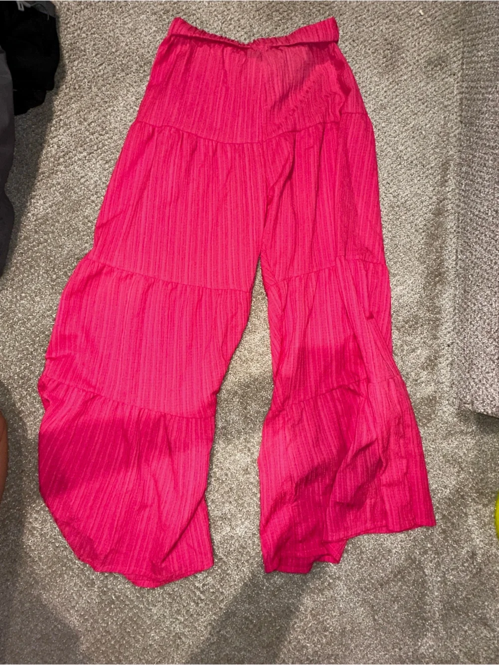 SHEIN Hot Pink and Cream Wide-Leg Knit Pants Set
